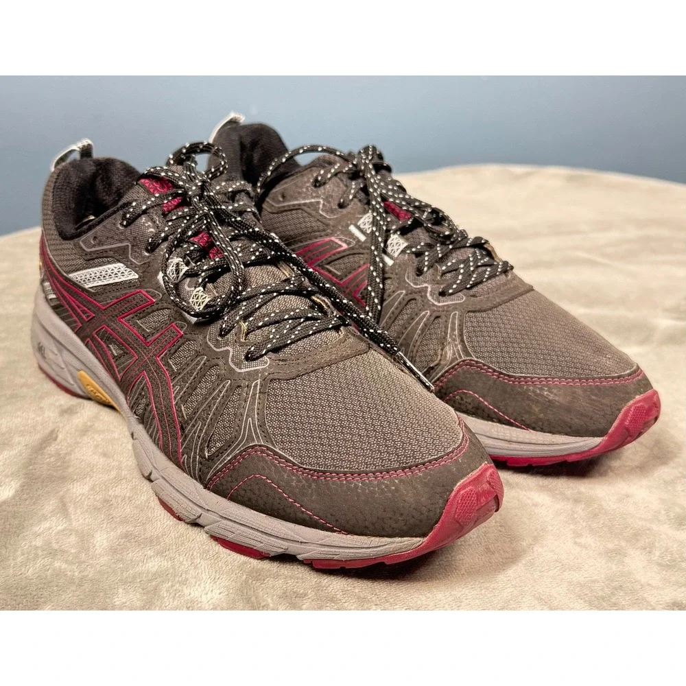 Asics Gel Venture 7 Shoes Womens 9.5 Gray Pink Trail Running Sneakers